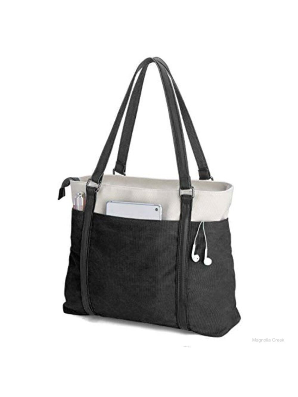 Canvas Laptop Tote Bag 15.6 Inch Zip Work Bag